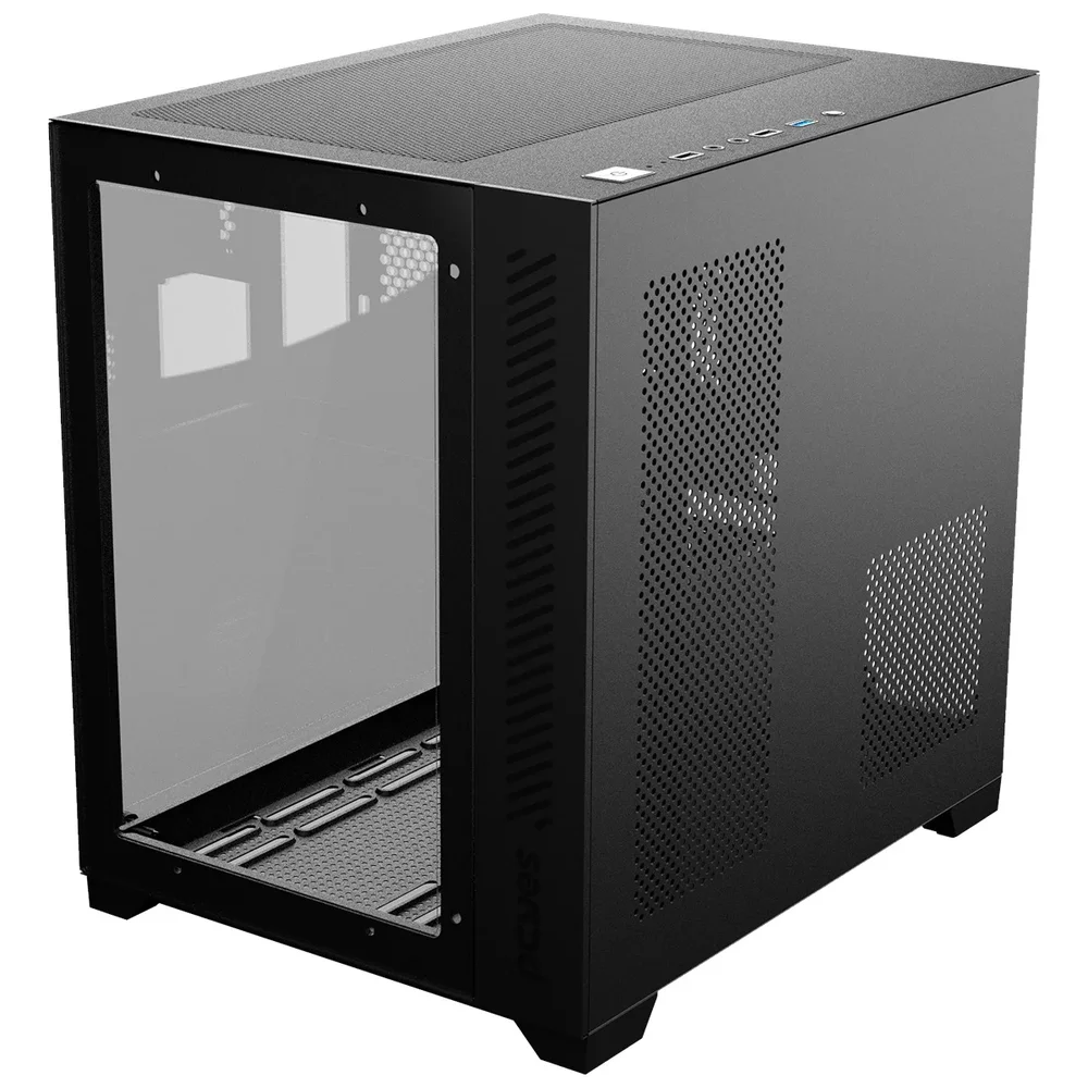 Gabinete Pcyes Forcefield Black Vulcan, Mid Tower, m-ATX, Frontal E Lateral Em Vidro Temperado, S/ Fans, Preto - Gffbvp Gabinete Pcyes Forcefield Black Vulcan, Mid Tower, m-ATX, Frontal E Lateral Em Vidro Temperado, S/ Fans, Preto - Gffbvp