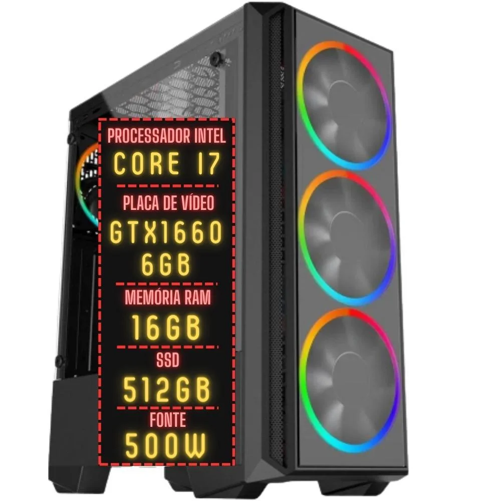 PC Gamer I7 16GB Gtx 1660 SSD 512GB 3gf020 KaBuM
