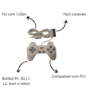 Controle Joystick PG, Compatível Com Playstation 1, Com Fio, 1.50m, Branco