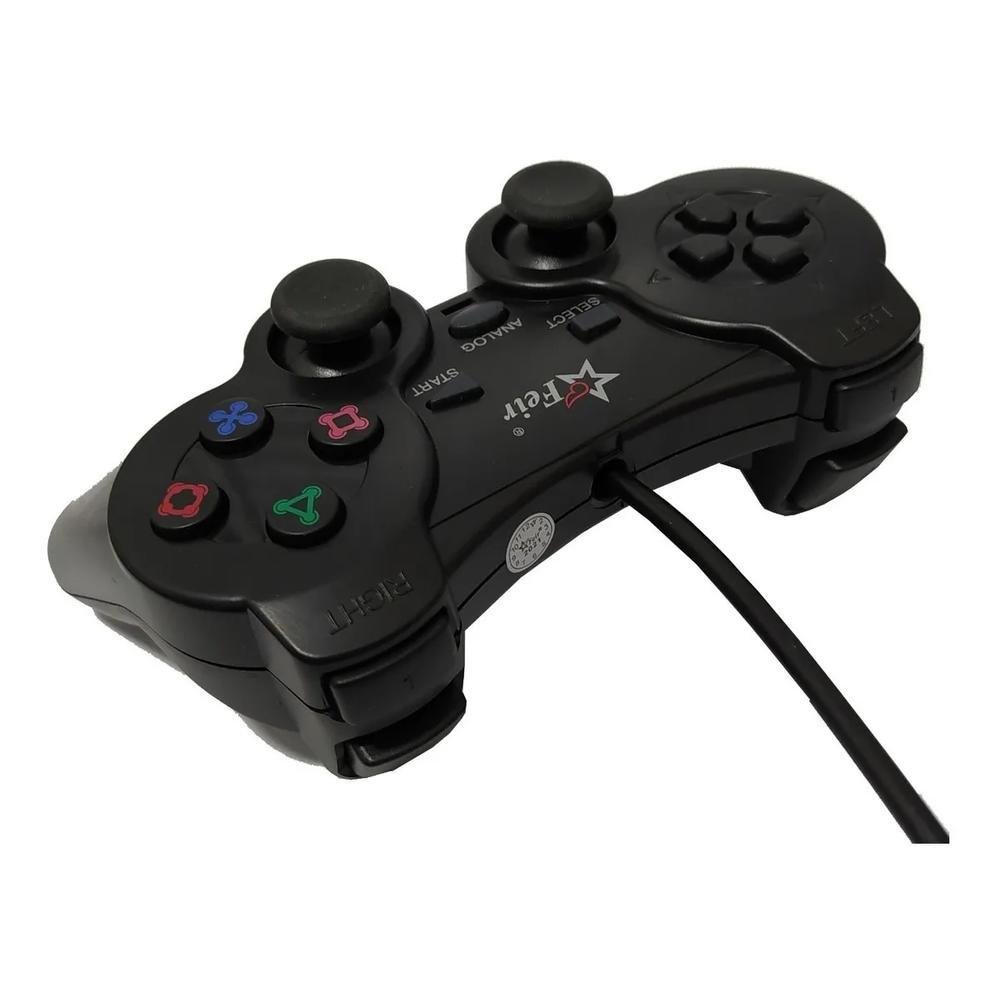 Controle Joystick Playstation Feir, Com Fio, USB, Raspberry Pc