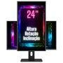 Monitor Hq 24 Polegadas, Led, Ergonômico, Ajuste De Altura, Rotação Vertical, Rotação Horizontal, Inclinação, Widescreen, 2ms, 75HZ, FULL HD, HDMI, Hq Pro 24hqa