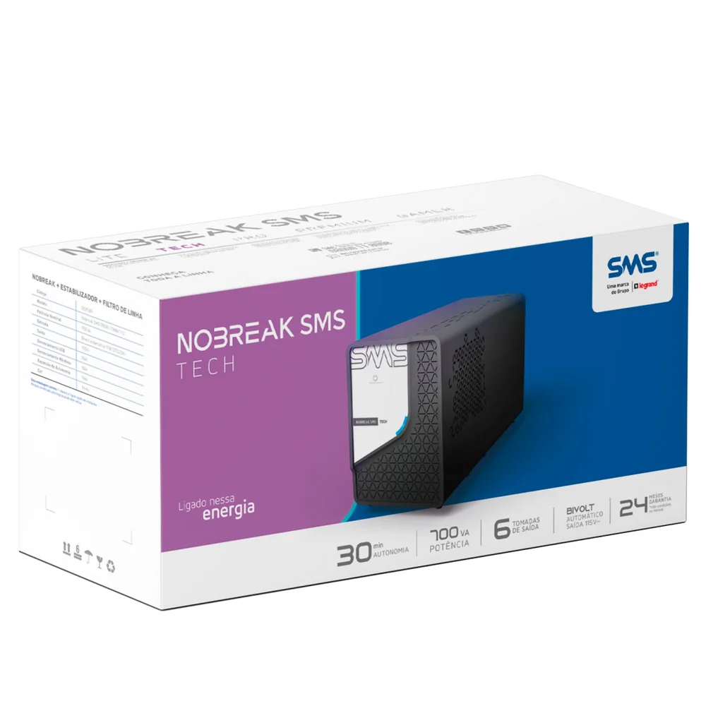 Nobreak Sms Tech 700va/350w, Interativo, Ent 115/ 220v, Sai 115v - 29301