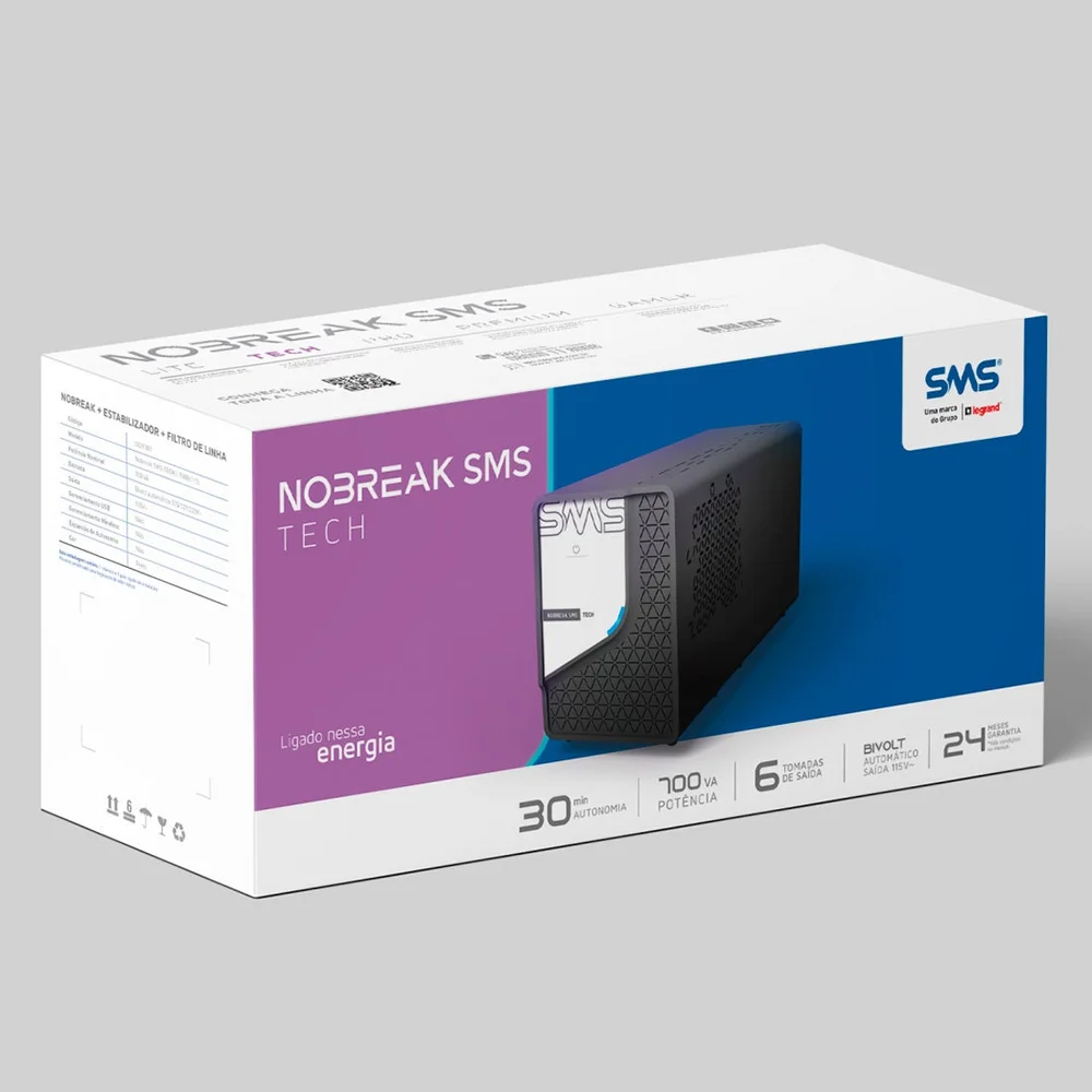 Nobreak Sms Tech 700va/350w, Interativo, Ent 115/ 220v, Sai 115v - 29301