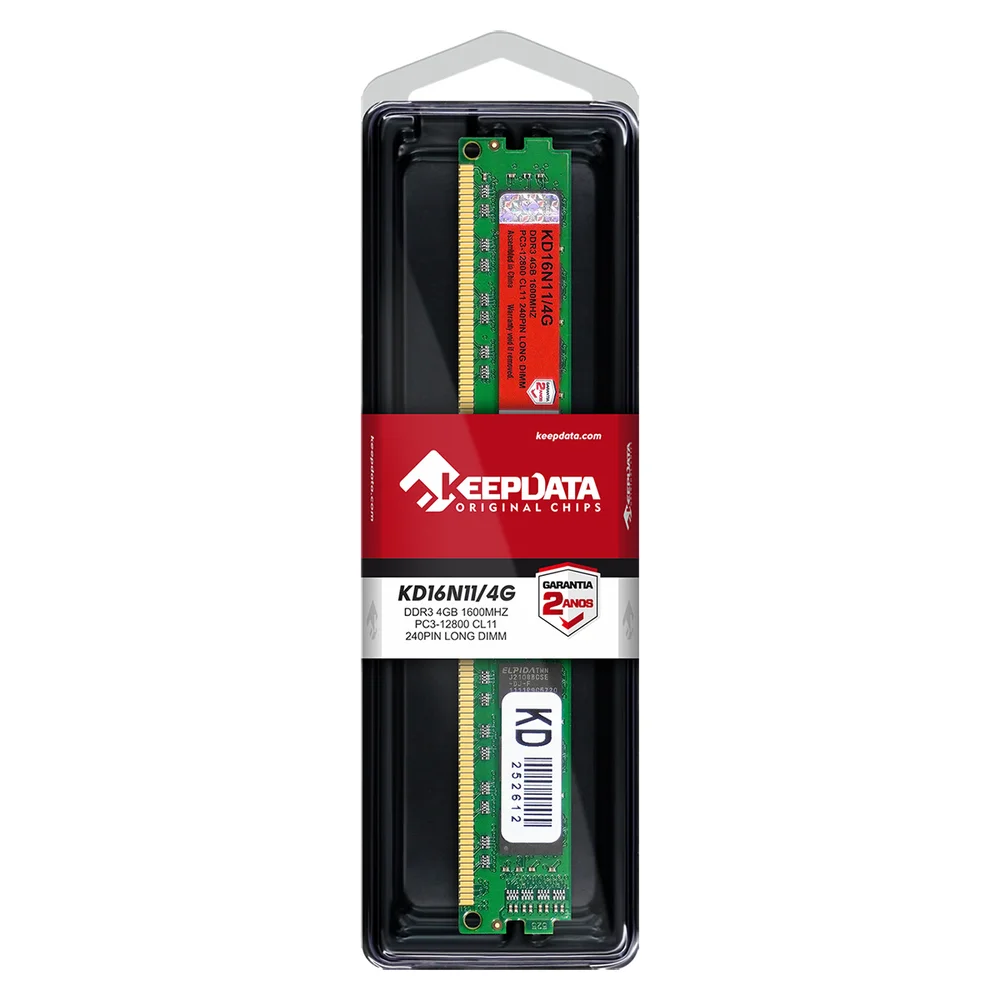 Memória Keepdata, 4GB, 1600MHz, DDR3, Para Desktop - Kd16n11/4g Memória Keepdata, 4GB, 1600MHz, DDR3, Para Desktop - Kd16n11/4g