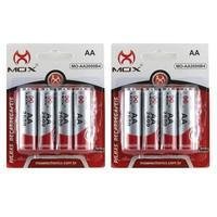Kit 8 Pilhas Recarregável Mox Aa 2600mah - Pilha Pequena