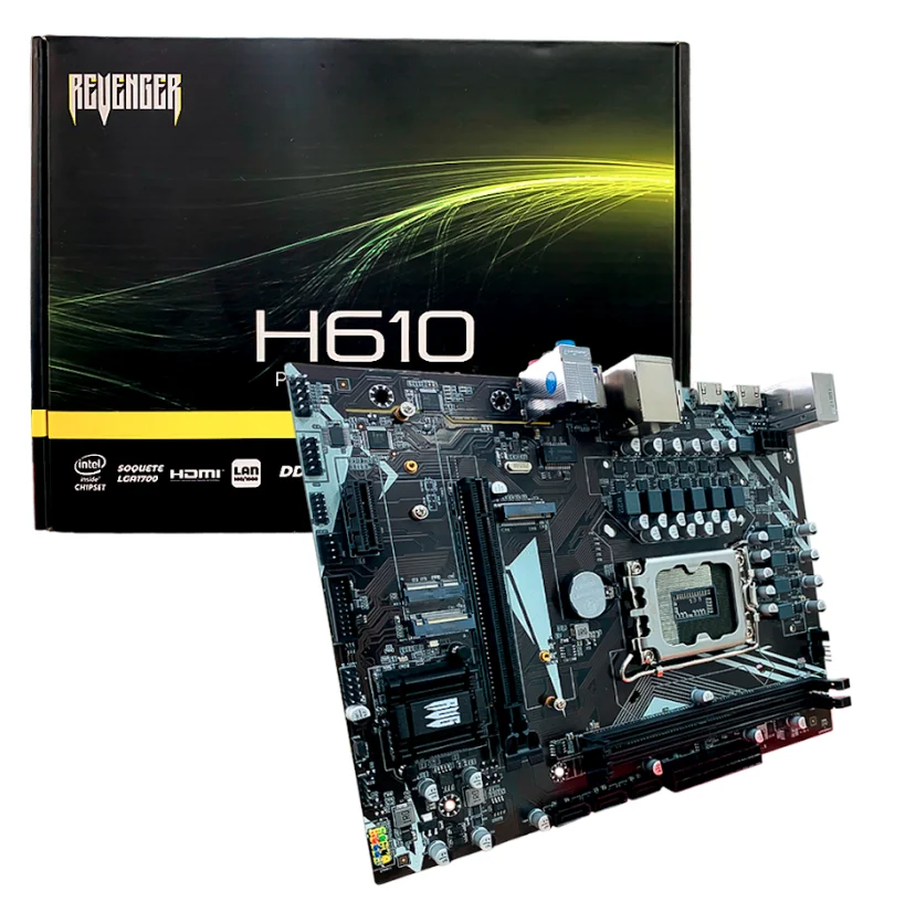 Placa-Mãe Revenger H610, Intel LGA 1700, DDR4, 64GB, Lan 100, USB, Chipset H610 Placa-Mãe Revenger H610, Intel LGA 1700, DDR4, 64GB, Lan 100, USB, Chipset H610