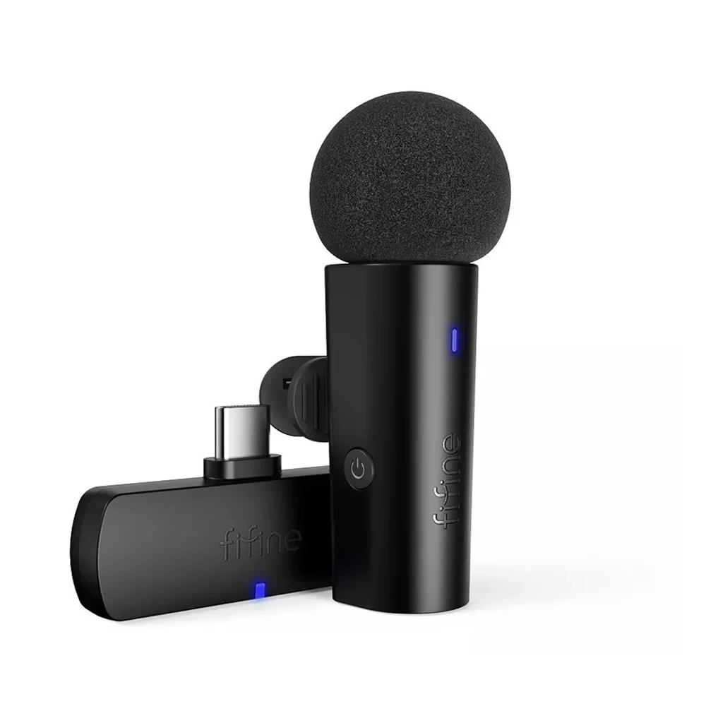 Microfone De Lapela Sem Fio Fifine M6 Wireless, Preto, Para Smartphones Microfone De Lapela Sem Fio Fifine M6 Wireless, Preto, Para Smartphones