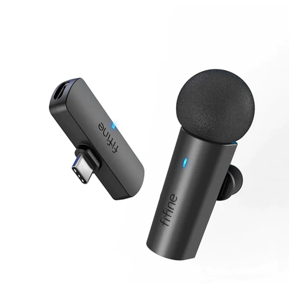 Microfone De Lapela Sem Fio Fifine M6 Wireless, Preto, Para Smartphones Microfone De Lapela Sem Fio Fifine M6 Wireless, Preto, Para Smartphones