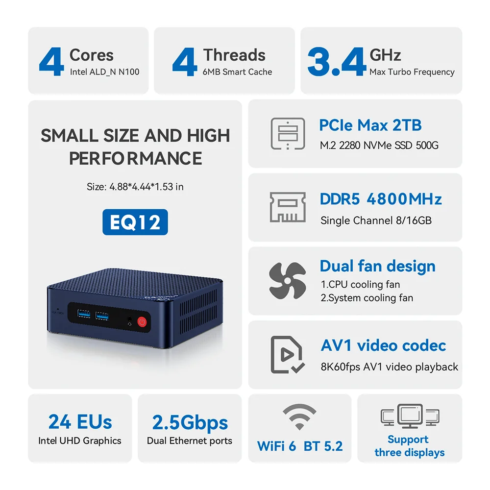 Mini PC Beelink Eq12 500GB 16GB KaBuM