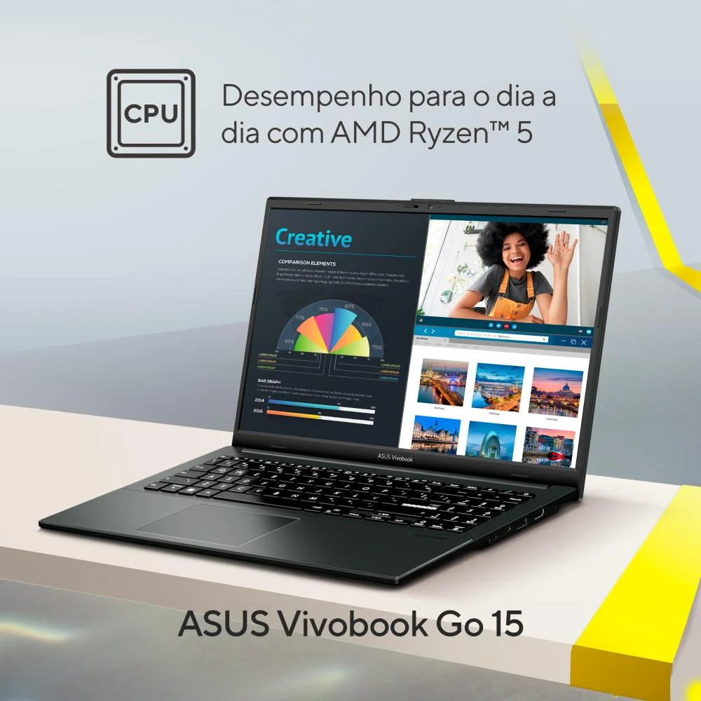 Notebook Asus Vivobook Go 15, AMD Ryzen 5-7520u 2.8GHz, 8GB, SSD 512GB, Tela 15.6" Full HD, Windows 11 Home, Preto - E1504fa-Nj836w Notebook Asus Vivobook Go 15, AMD Ryzen 5-7520u 2.8GHz, 8GB, SSD 512GB, Tela 15.6" Full HD, Windows 11 Home, Preto - E1504fa-Nj836w