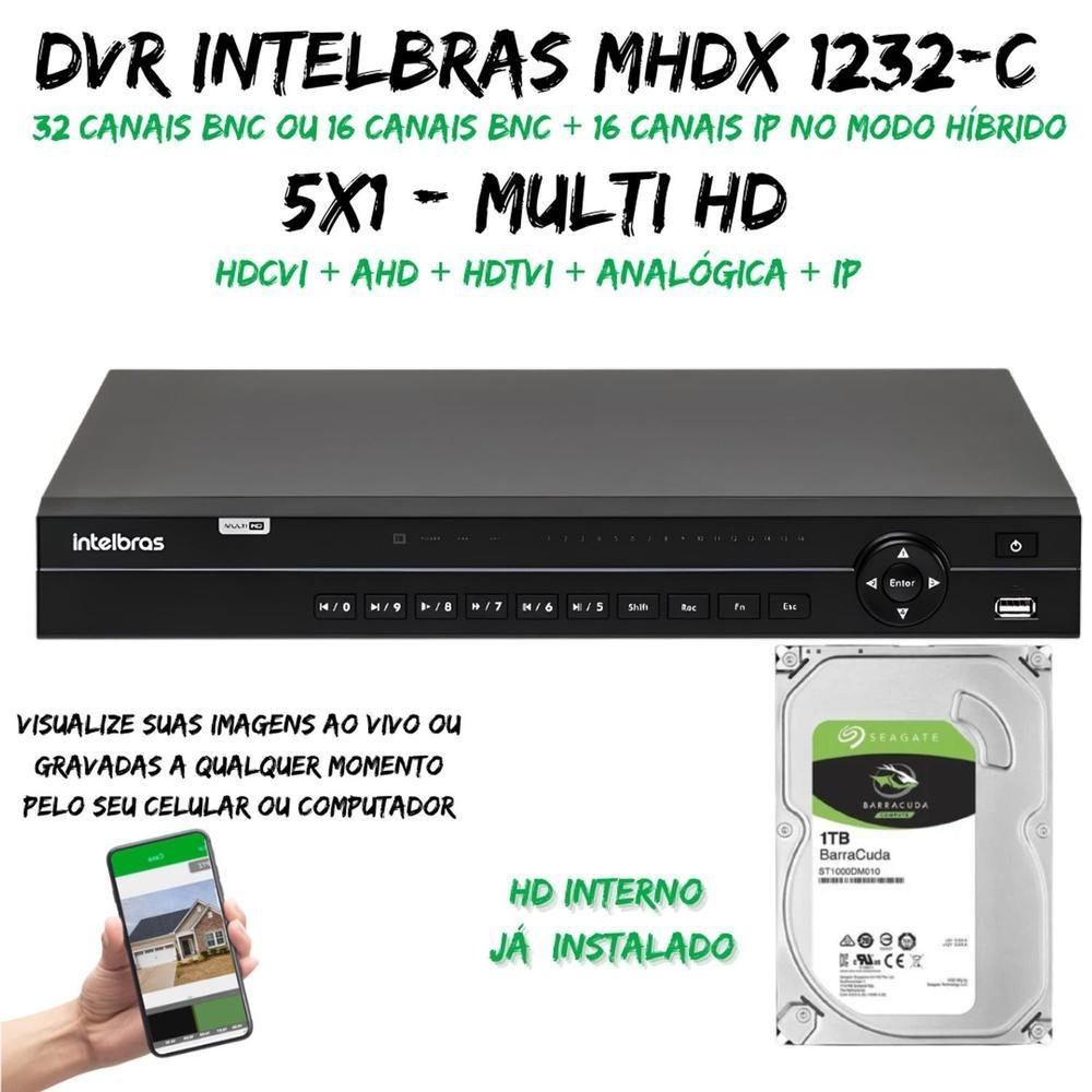 Dvr Multi HD, 32 Canais, Mhdx 1232-c, C/HD 1tb