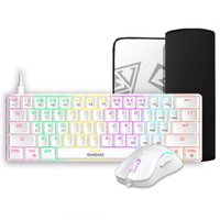 Combo Gamer Gamdias Hermes E4 3 Em 1, Teclado Mecânico, Mouse 12800 Dpi, Mousepad Estampado, Branco