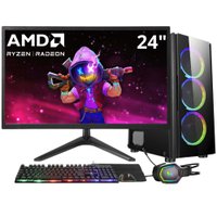 Pc Gamer 3green Winner, AMD Ryzen 5 5600g, 16GB, Gráficos Radeon VEGA, DDR4, SSD 512GB, Fonte 500w, Monitor 24'', LED, Kit Gamer Completo - Gsw-24009