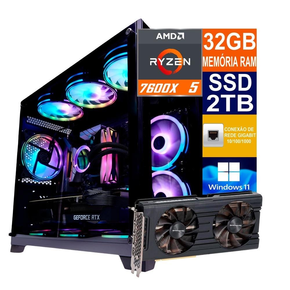 ゲーミングデスクトップRYZEN5 SSD250GB+HDD2TBメモリ32GB PC Gamer AMD Ryzen 5 7600x 32GB Memória RAM KaBuM