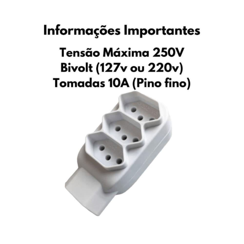 Tomada Benjamin E Adaptador, 4 Tomadas, 3 Pinos Tripolares 10a, Bivolt Tomada Benjamin E Adaptador, 4 Tomadas, 3 Pinos Tripolares 10a, Bivolt