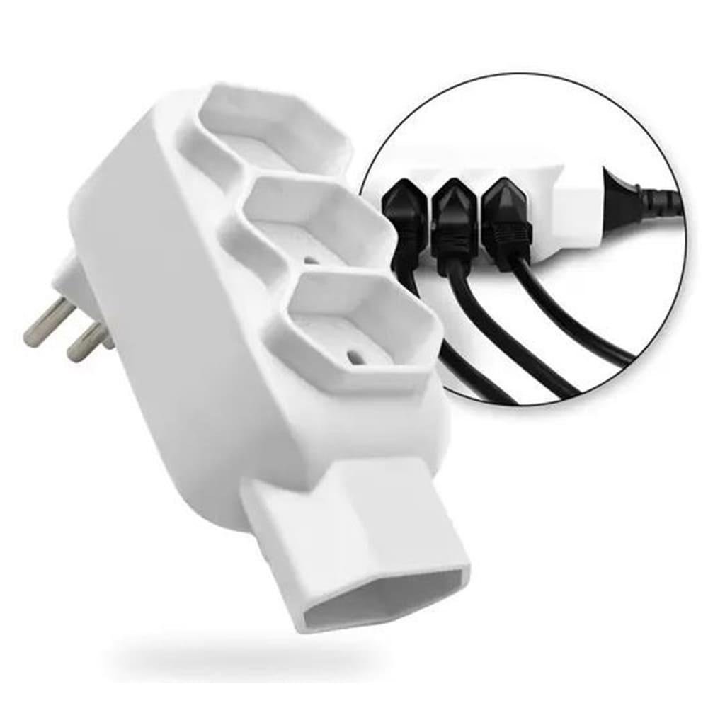 Tomada Benjamin E Adaptador, 4 Tomadas, 3 Pinos Tripolares 10a, Bivolt Tomada Benjamin E Adaptador, 4 Tomadas, 3 Pinos Tripolares 10a, Bivolt