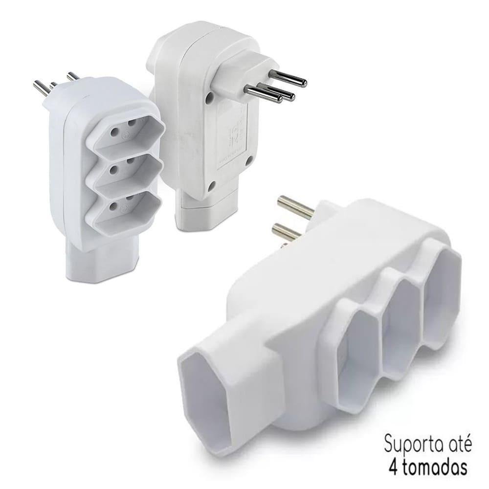 Tomada Benjamin E Adaptador, 4 Tomadas, 3 Pinos Tripolares 10a, Bivolt Tomada Benjamin E Adaptador, 4 Tomadas, 3 Pinos Tripolares 10a, Bivolt