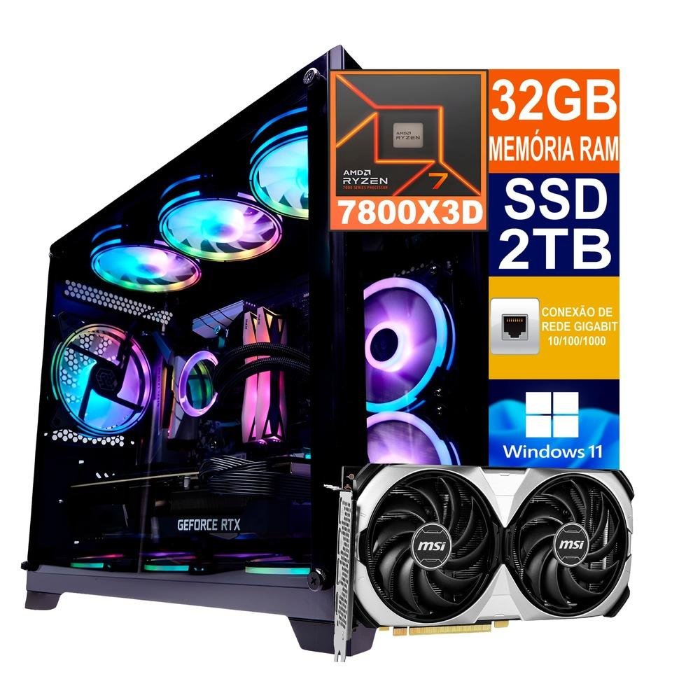 Pc Gamer Amd Ryzen 7 7800x3d 32GB SSD 2TB KaBuM