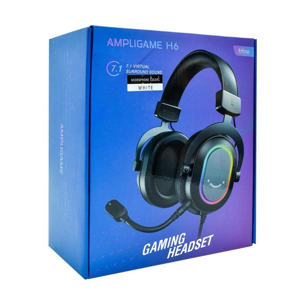 Headset Gamer Fifine H6, 7.1 Surround, Drivers De 50mm, RGB, Usb, Black