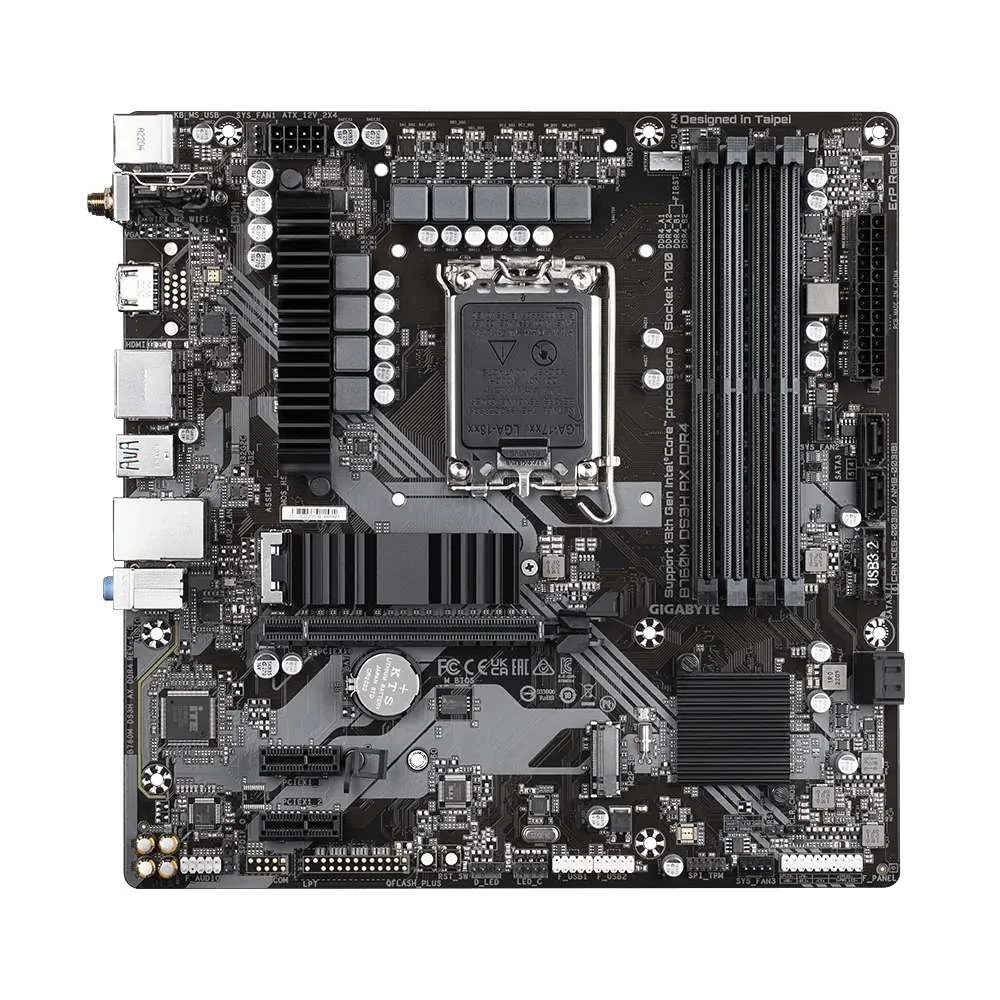 Placa-Mãe Gigabyte B760m Ds3h Ax, Intel LGA 1700, DDR4, Chipset B760. Placa-Mãe Gigabyte B760m Ds3h Ax, Intel LGA 1700, DDR4, Chipset B760.