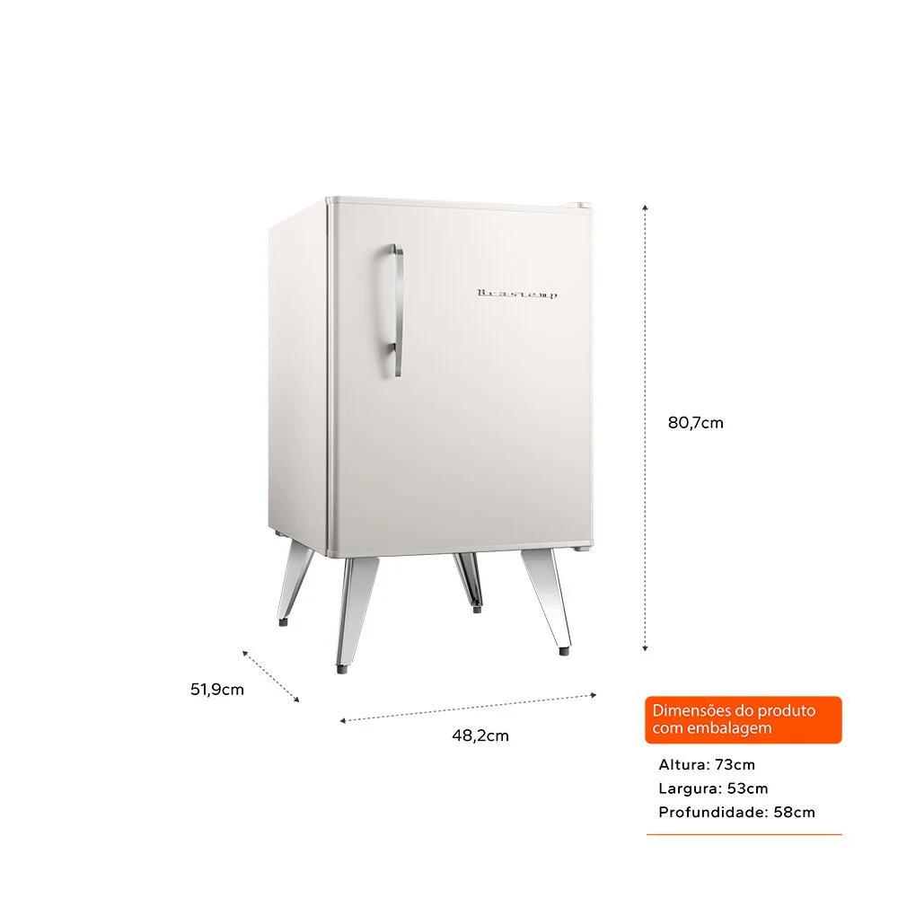 Frigobar Brastemp Retrô 76 Litros Classic White Bra08hb