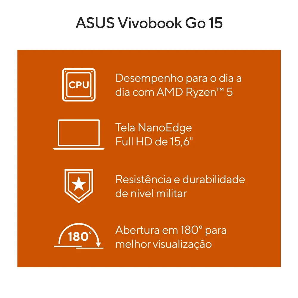 Notebook Asus Vivobook Go 15 E1504fa Amd Ryzen™ 5 7520u 8GB Ram 256gb SSD Linux Keepos 15,60" Fhd Mixed Black - Nj731 Notebook Asus Vivobook Go 15 E1504fa Amd Ryzen™ 5 7520u 8GB Ram 256gb SSD Linux Keepos 15,60" Fhd Mixed Black - Nj731