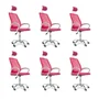 Kit 6 Cadeiras Escritório Diretor Oficial Mesh Com Encosto Rosa