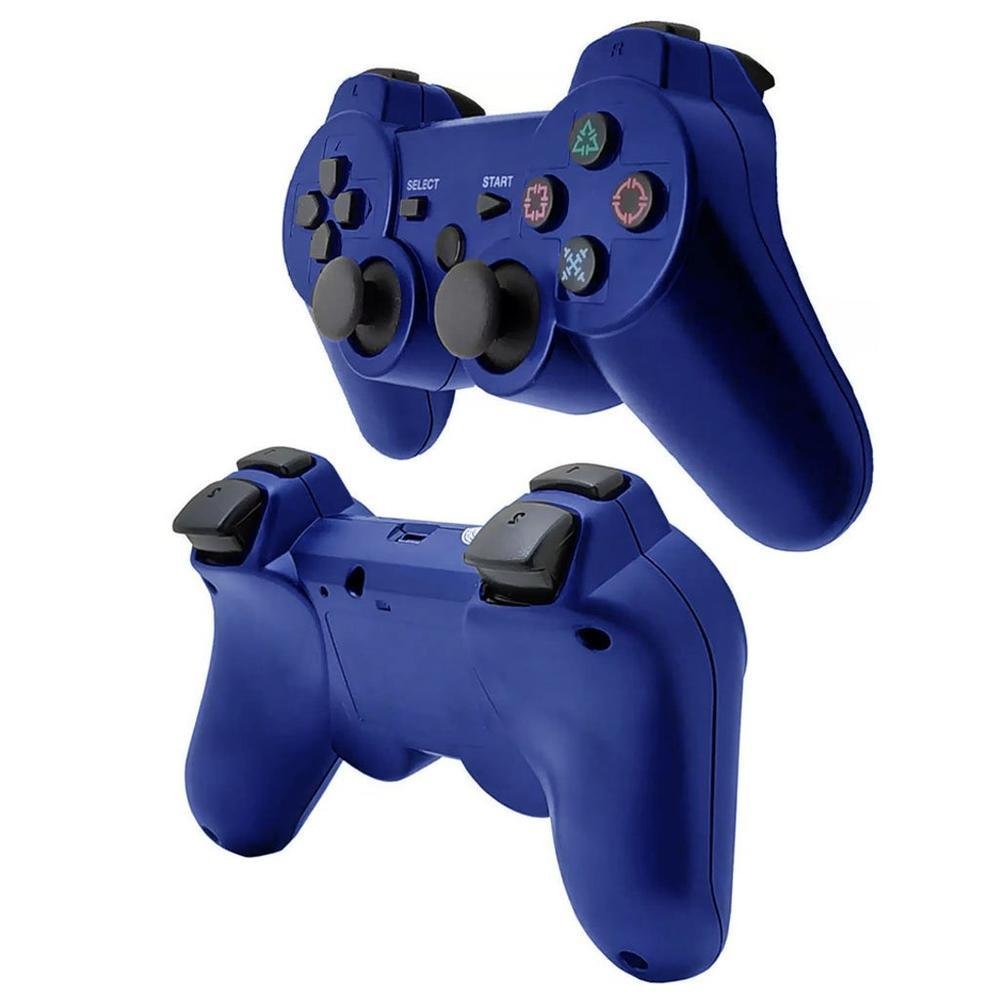 Kit 2 Controle Playstation 3 Ps3 Sem Fio Preto/azul Dual Kit 2 Controle Playstation 3 Ps3 Sem Fio Preto/azul Dual