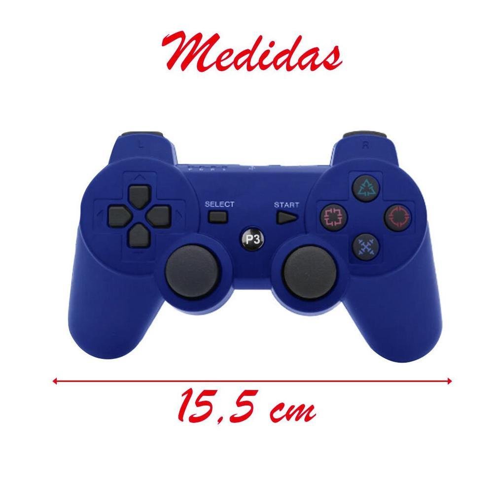 Kit 2 Controle Playstation 3 Ps3 Sem Fio Preto/azul Dual Kit 2 Controle Playstation 3 Ps3 Sem Fio Preto/azul Dual