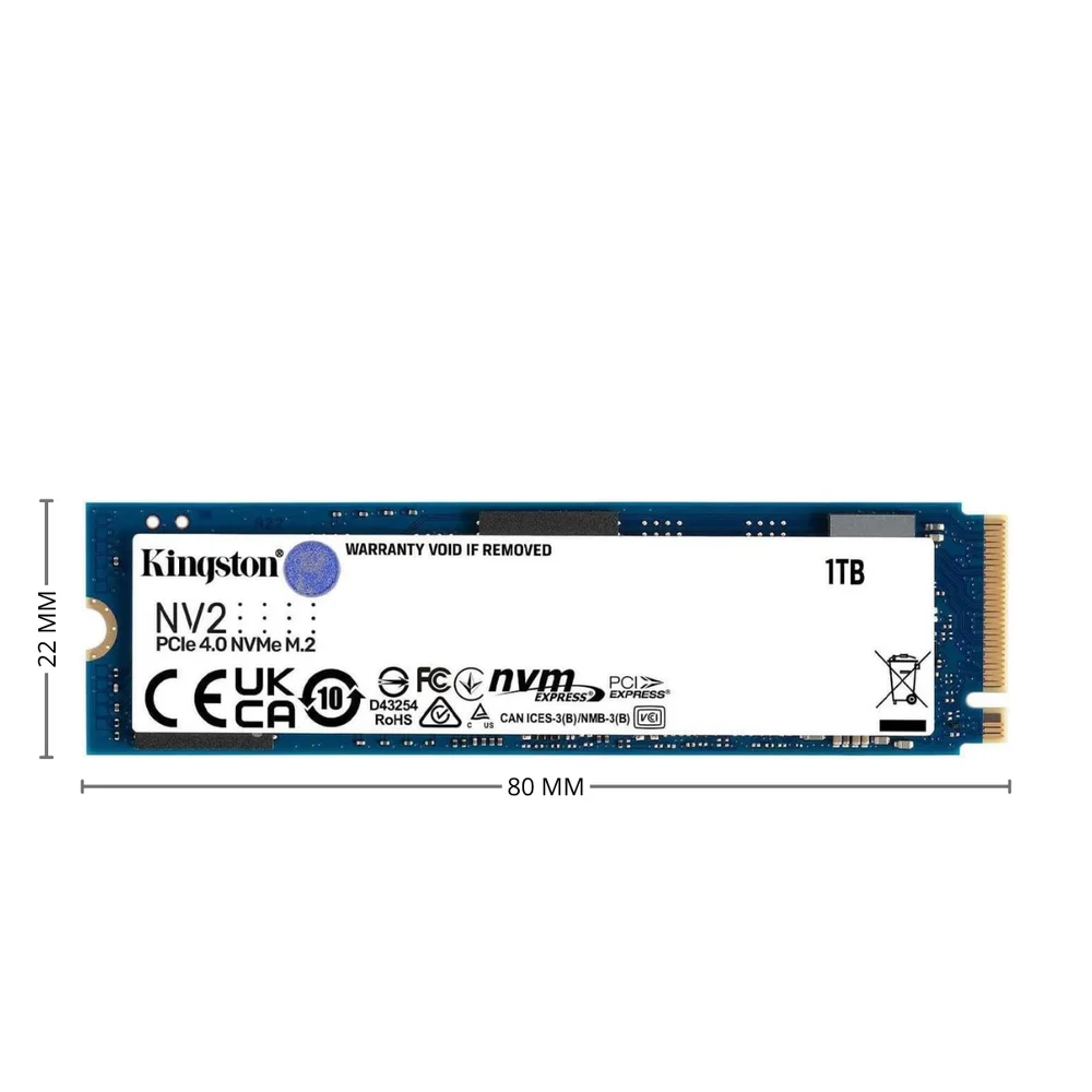 SSD  M.2  PCie, Nvme Kingston 1 TB, Leitura: 3500 Mb/s e Gravação: 2100 Mb/s - Snv2s/1000g - view 2