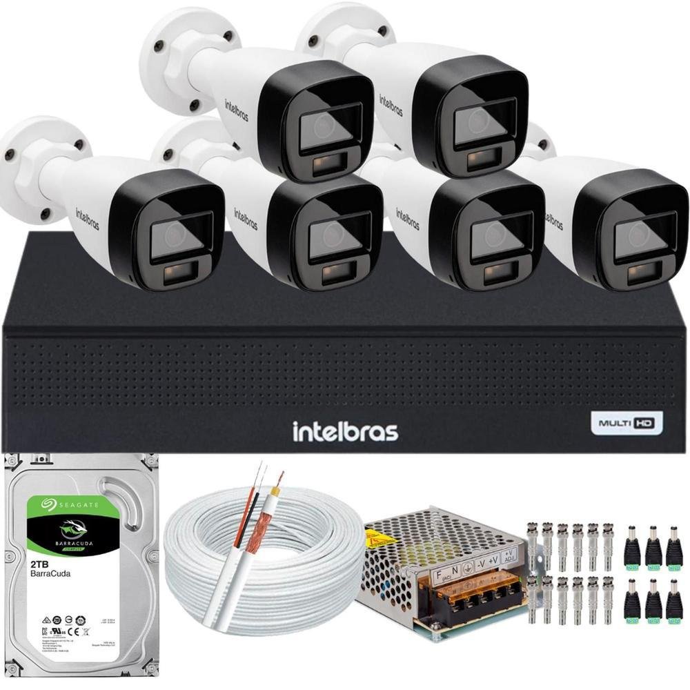 Kit Intelbras 6 Cameras Segurança Vhd 3220b+ Microfone Audio Full Color 1080p Dvr 3008c 2TB Kit Intelbras 6 Cameras Segurança Vhd 3220b+ Microfone Audio Full Color 1080p Dvr 3008c 2TB
