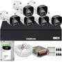 Kit Intelbras 6 Cameras Segurança Vhd 3220b+ Microfone Audio Full Color 1080p Dvr 3008c 2TB