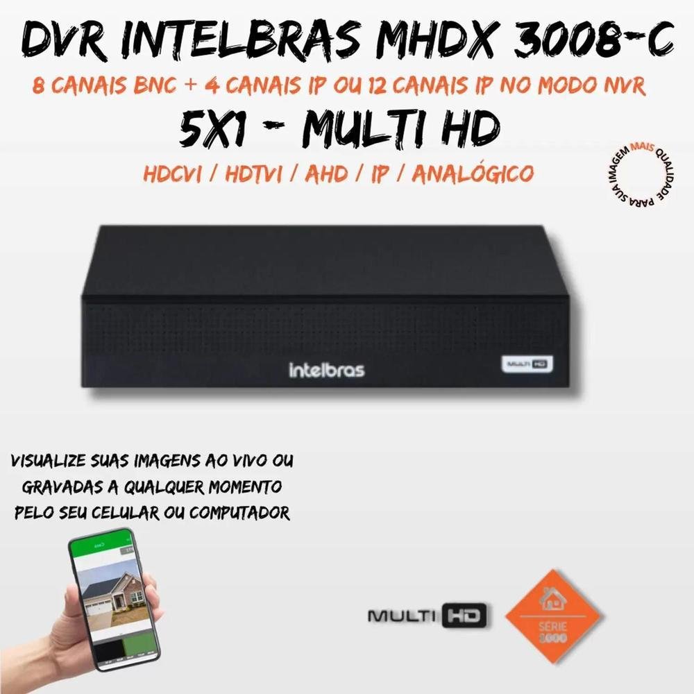Kit Intelbras 6 Cameras Segurança Vhd 3220b+ Microfone Audio Full Color 1080p Dvr 3008c 2TB Kit Intelbras 6 Cameras Segurança Vhd 3220b+ Microfone Audio Full Color 1080p Dvr 3008c 2TB