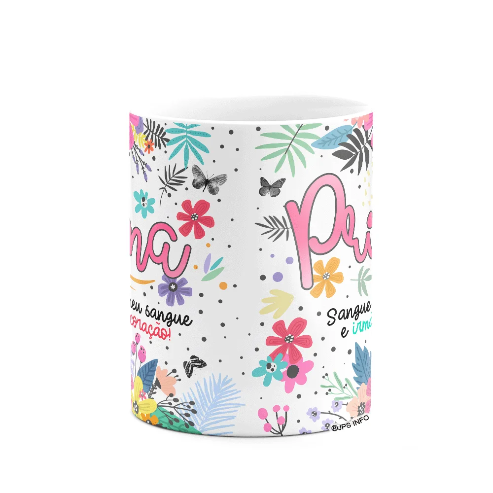 Caneca Floral Família - Prima, Irmã De Coração