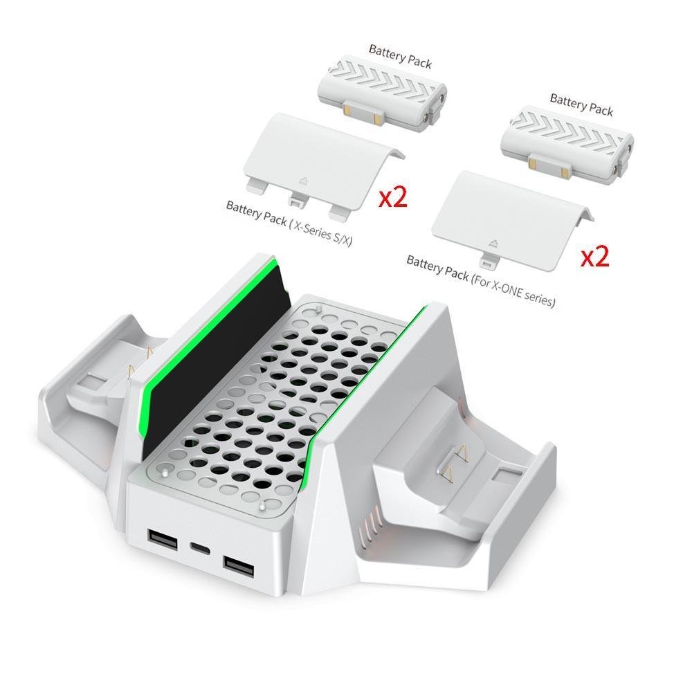 Suporte Base De Carregador Com Cooler 2 Ventoinhas + 2 Baterias Compatível Com XBOX Series S