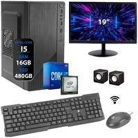 PC Computador Completo Intel Core I5 16gb SSD 480GB WINDOWS 10 Pro Monitor 19 HDMI Wifi + Caixa De Som