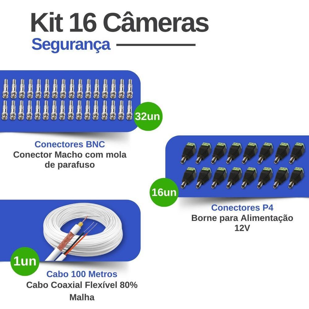 Kit 16 Câmeras Tudo Forte TF 2020 B Full HD 1080p Bullet Visão Noturna 20M Proteção IP66 Dvr Intelbras MHDX 3116-C 16 Canais HD 2TB SkyHawk Kit 16 Câmeras Tudo Forte TF 2020 B Full HD 1080p Bullet Visão Noturna 20M Proteção IP66 Dvr Intelbras MHDX 3116-C 16 Canais HD 2TB SkyHawk