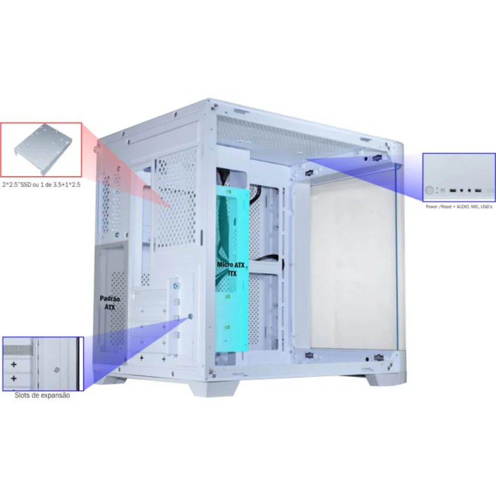 Gabinete Gamer K-mex Aqua Curva Cg-w1ag Branco Mid Tower Vidro Temperado M-atx White - Cgw1agrh002cb0x Gabinete Gamer K-mex Aqua Curva Cg-w1ag Branco Mid Tower Vidro Temperado M-atx White - Cgw1agrh002cb0x