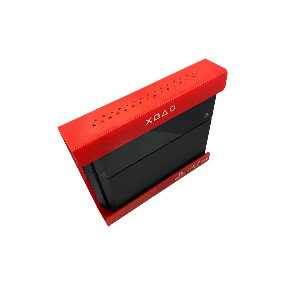 Suporte Parede Console Playstation 4 Pro - Ps4 Pro - Material Acrílico Vermelho