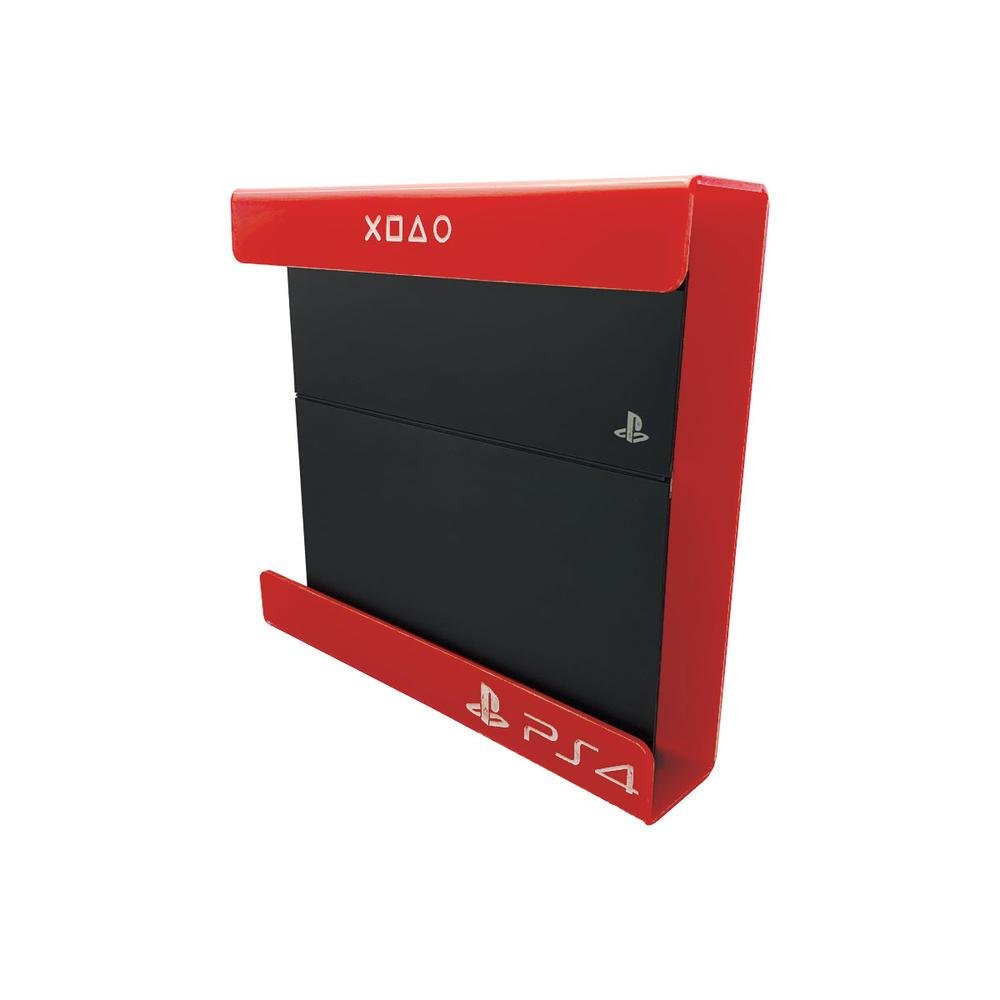 Suporte Parede Console Playstation 4 Pro - Ps4 Pro - Material Acrílico Vermelho