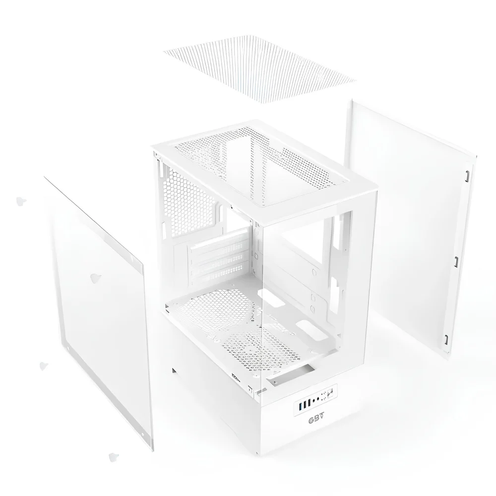 Gabinete Gamer Gbt X500mw, Frente E Lateral Em Vidro Temperado, Com 3 Fans Rainbow, Branco