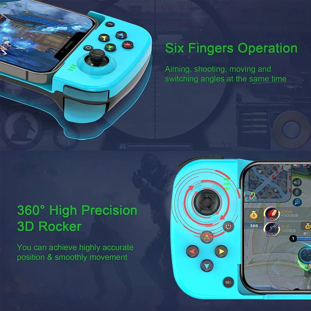 Controlador De Jogo Sem Fio Para Iphone, Android, PC, Joystick  Gamepad Bluetooth
