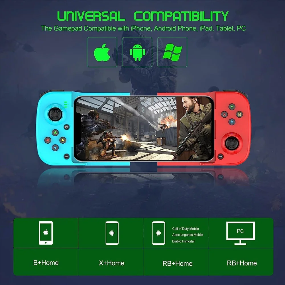 Controlador De Jogo Sem Fio Para Iphone, Android, PC, Joystick  Gamepad Bluetooth