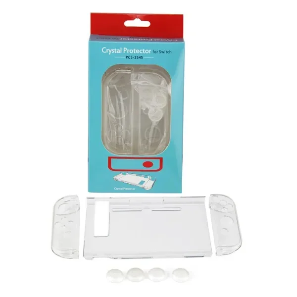 Capa Protetora Dock Flip Case Para Nintendo Switch Joy-con Removível + 4 Caps Transparente Branca Capa Protetora Dock Flip Case Para Nintendo Switch Joy-con Removível + 4 Caps Transparente Branca