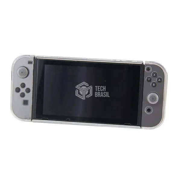 Capa Protetora Dock Flip Case Para Nintendo Switch Joy-con Removível + 4 Caps Transparente Branca Capa Protetora Dock Flip Case Para Nintendo Switch Joy-con Removível + 4 Caps Transparente Branca