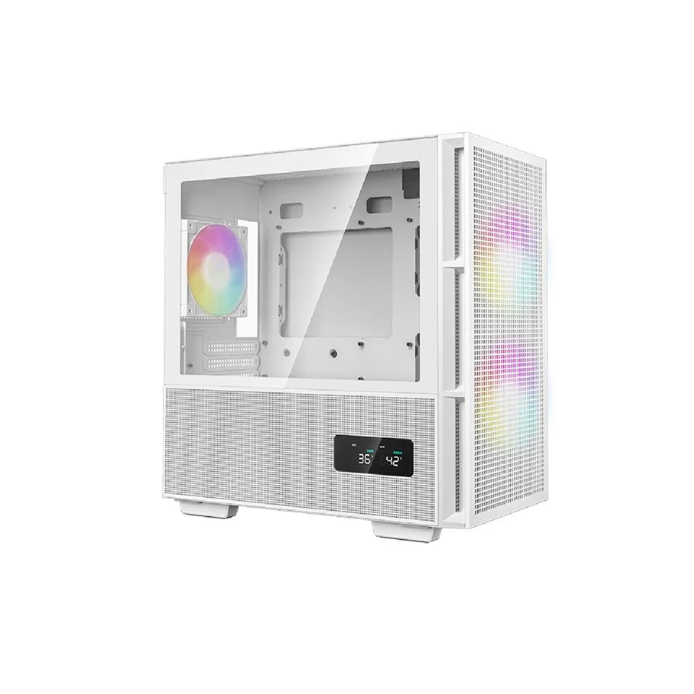 Gabinete Gamer Deepcool Ch360 Digital Wh, ARGB, Mini Tower, Display Digital, 3 Fans, Branco