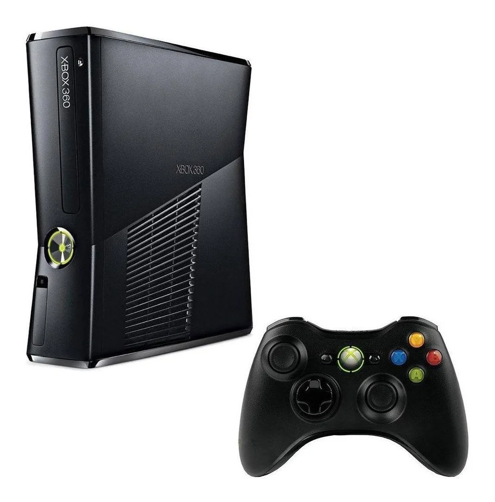 XBOX 360 Slim 4gb 2 Controles + Kinect E 3 Jogos Standard Preto
