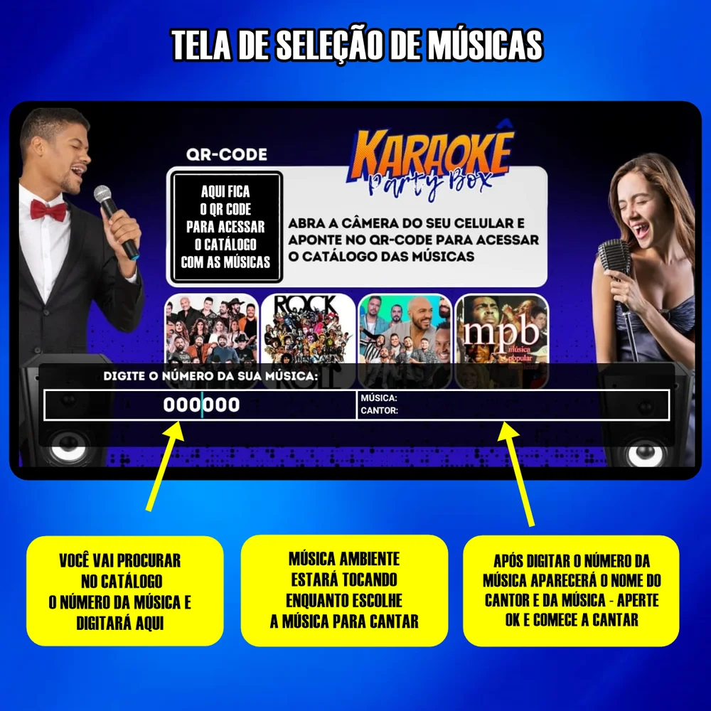 Karaoke Party Box Azul +de 2000 Músicas, 2 Microfones, Caixa De Som