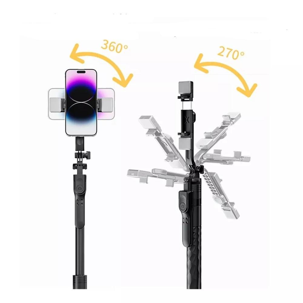 Super Tripé 1.75cm Bastão Retrátil Controle Para 2 Telefones