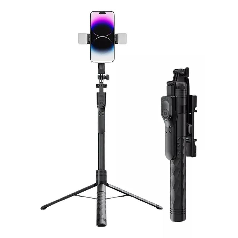 Super Tripé 1.75cm Bastão Retrátil Controle Para 2 Telefones
